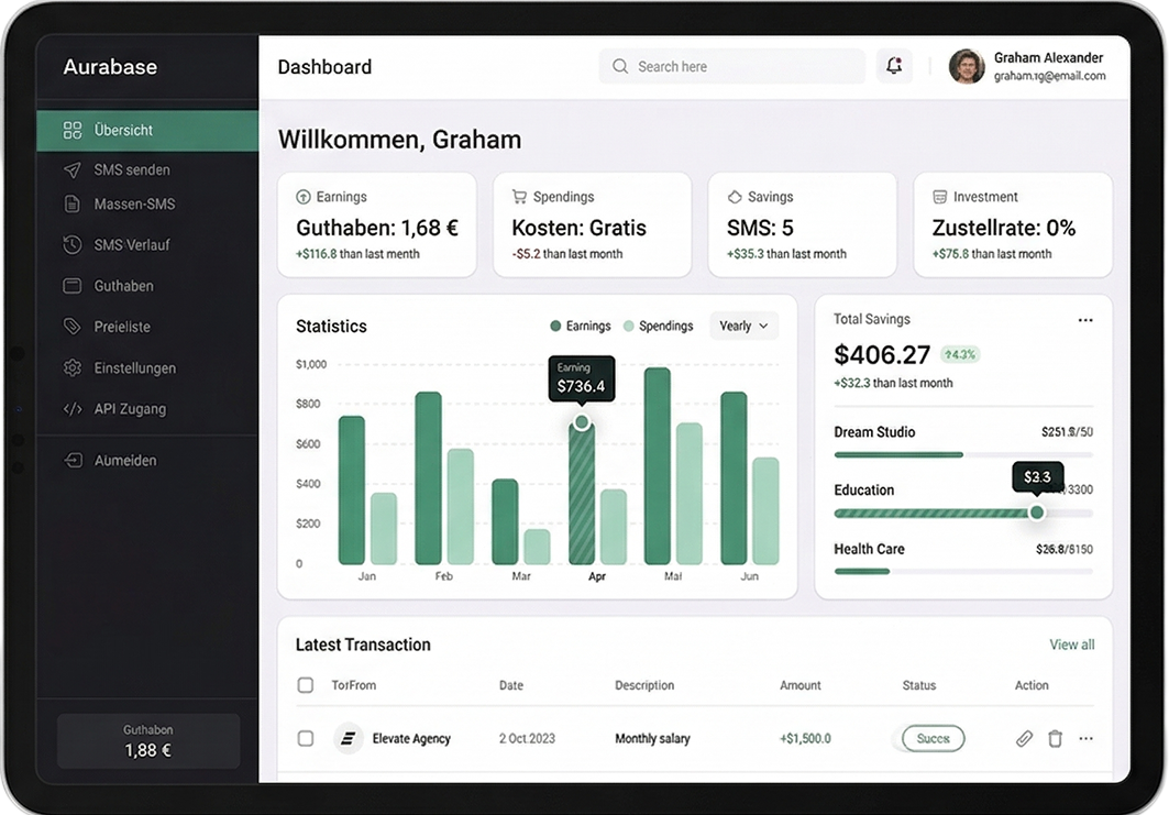 Aurabase SMS Dashboard